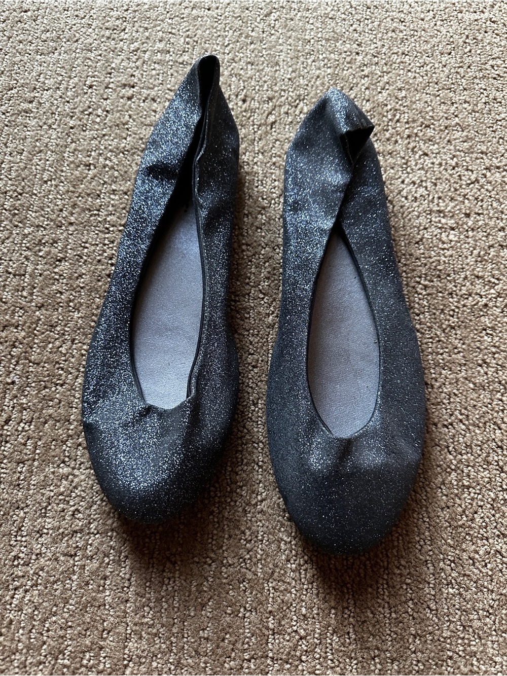 LOWER EAST SIDE Black Glitter Foldable Ballet Flats woman’s size 11 Night out